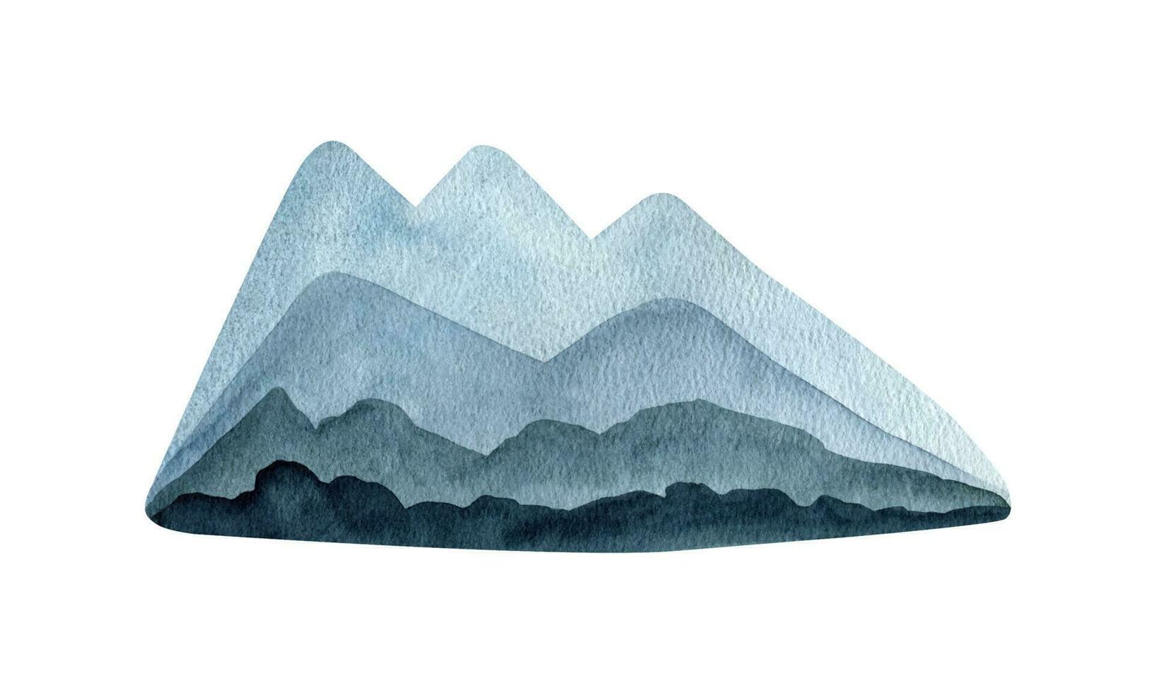 förtjusande hand målad vattenfärg blå berg vektor