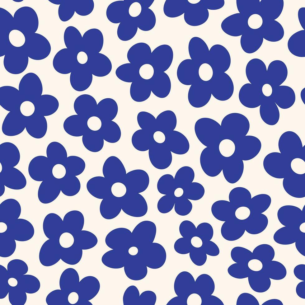 matisse estetiska sömlös blomma mönster. häftig abstrakt blomma konst. naturlig blommig klotter former i trendig naiv retro hippie 60s 70s stil. vektor bakgrund.