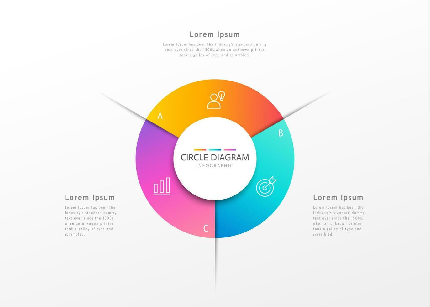 Infografik 3 Schritte Kreis Design mit Gradient Farbe zum Geschäft, Präsentation oder Prozess Verwaltung vektor