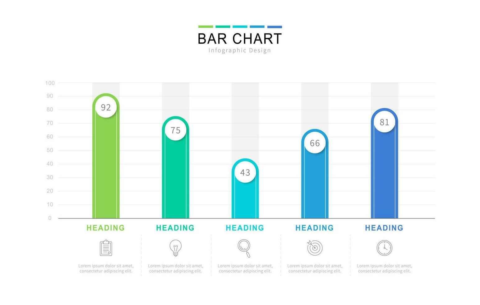 elegant Infografik Design mit bunt Bar Diagramm Elemente vektor