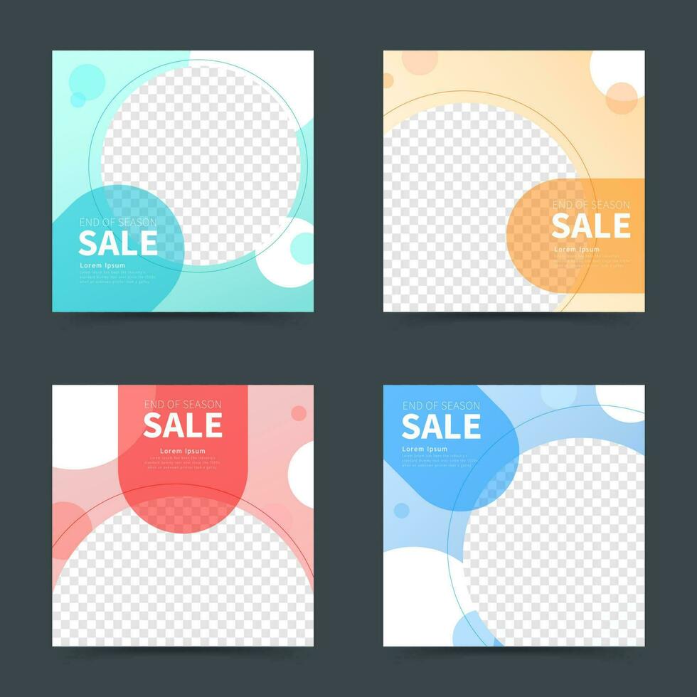 slutet av säsong försäljning ad abstrakt design illustration, uppsättning av redigerbar mall för social media annonser och meddelande vektor