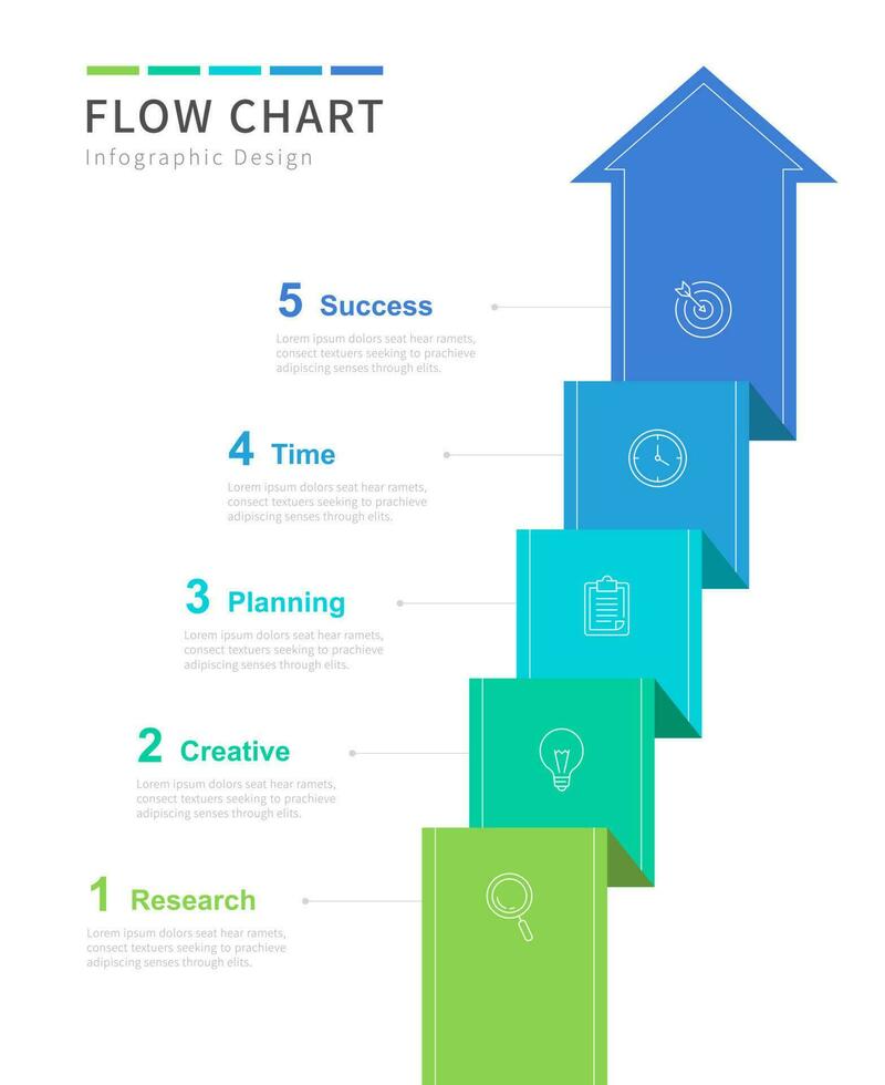 Vektor Infografik Pfeil Vorlage mit fünf Schritte, Feind Geschäft Präsentation und fließen Diagramm