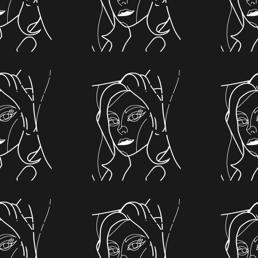 kvinna abstrakt silhuett vektor bunt. fantastisk ritad för hand minimalistisk abstrakt mönster av ansikten, händer, och former