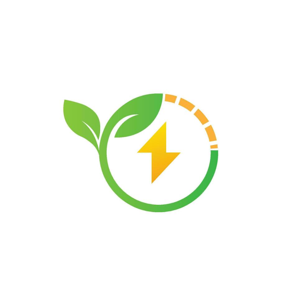 grön energi logotyp eco teknologi elektrisk natur kraft vektor symbol