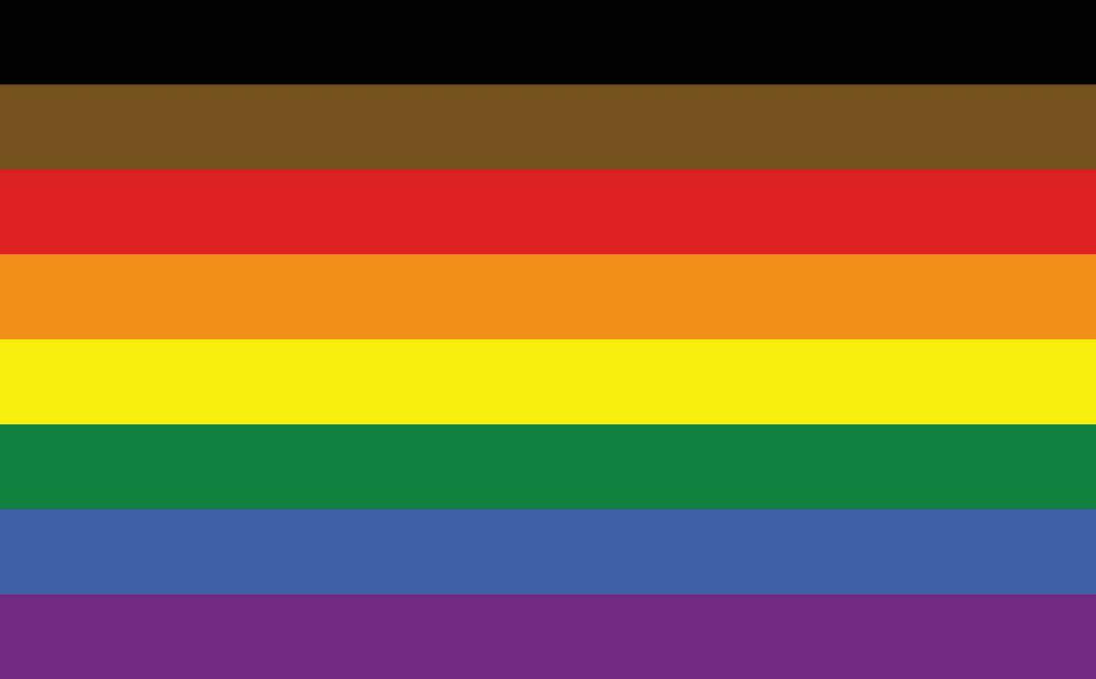 philadelphia stolthet flagga. traditionell Gay stolthet flagga med svart och brun Ränder vektor