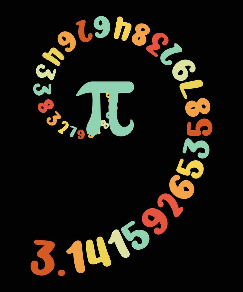 rolig pi dag Kläder spiral pi matematik tee för pi dag 3,1415 typografi design vektor