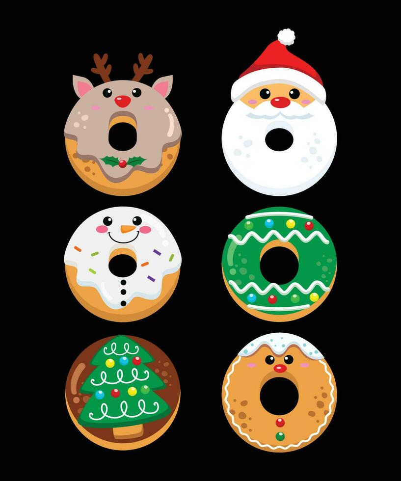 komisch Weihnachten und Krapfen Sixpack Hemd Vorlage und Clip Art vektor