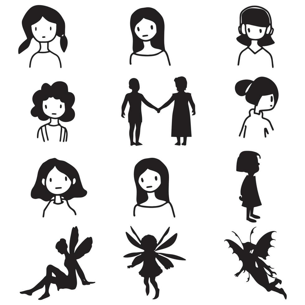 Kinder Kinder Silhouette Zeichnung Illustration vektor