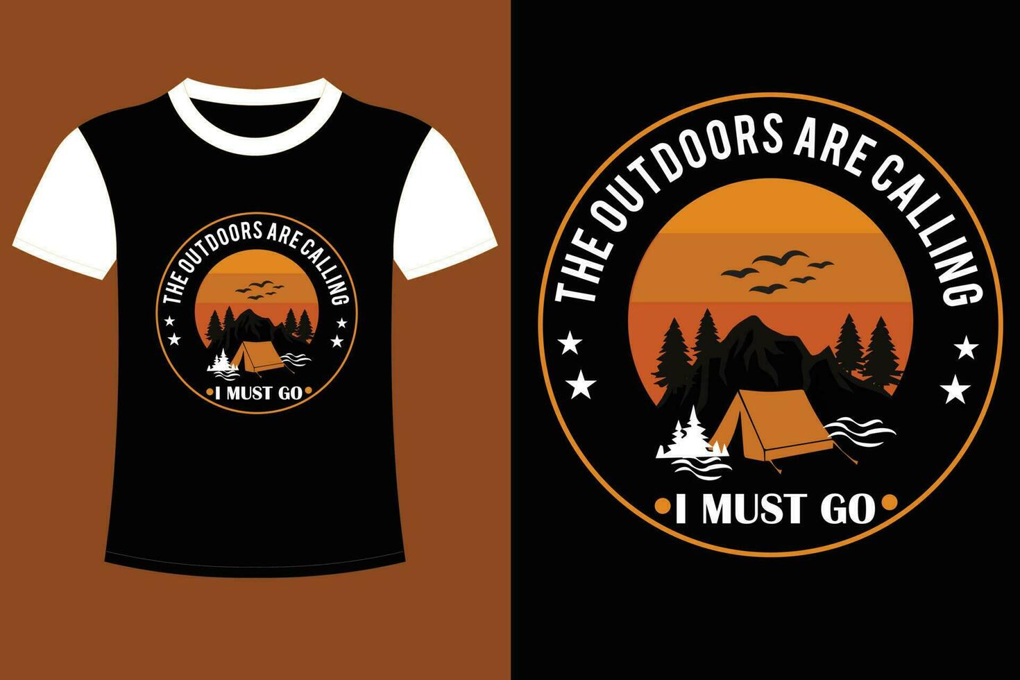 camping, fjäll, utomhus- t-shirt design. vektor