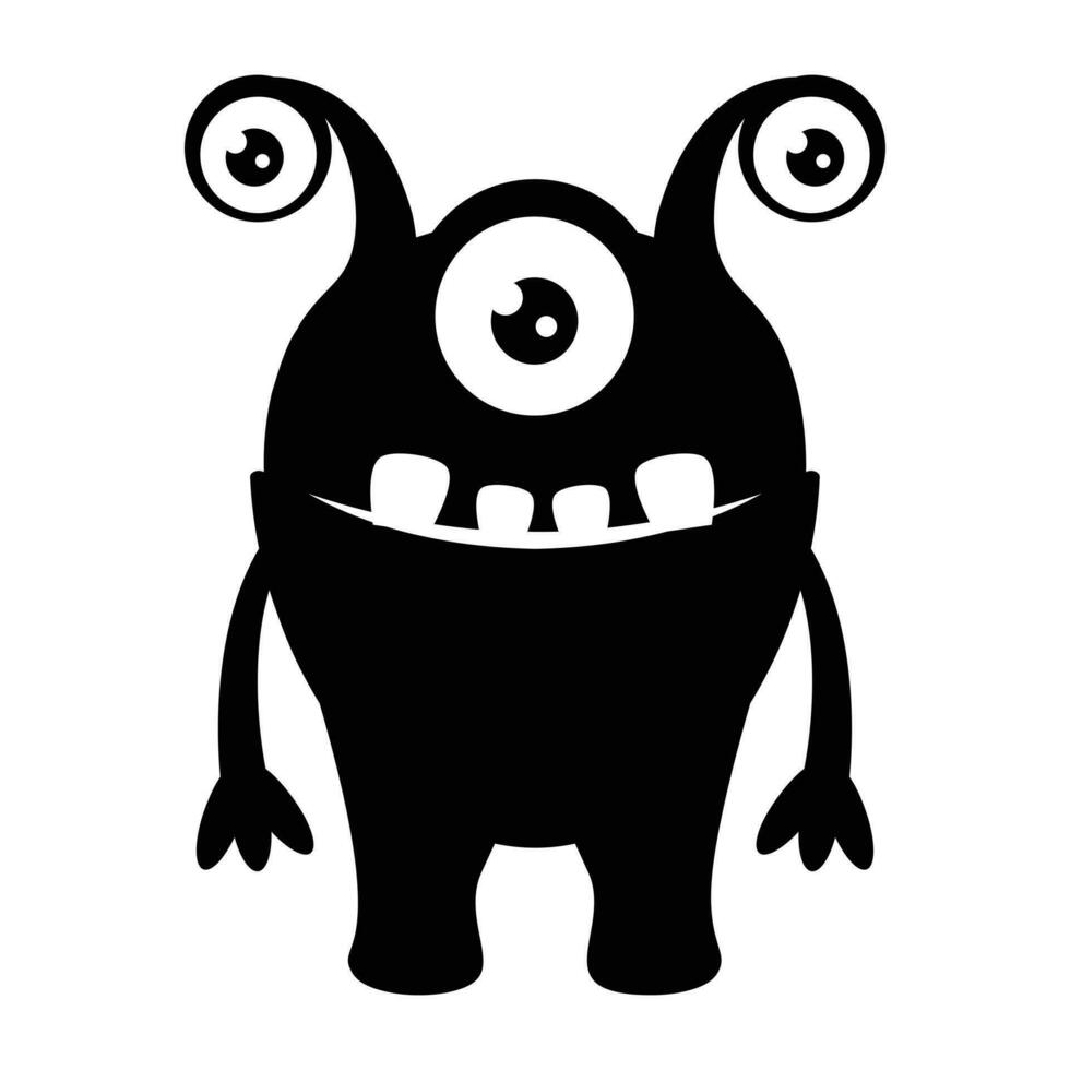 zombie monster och stor skrikande mun, argus panoptes platt ikon vektor