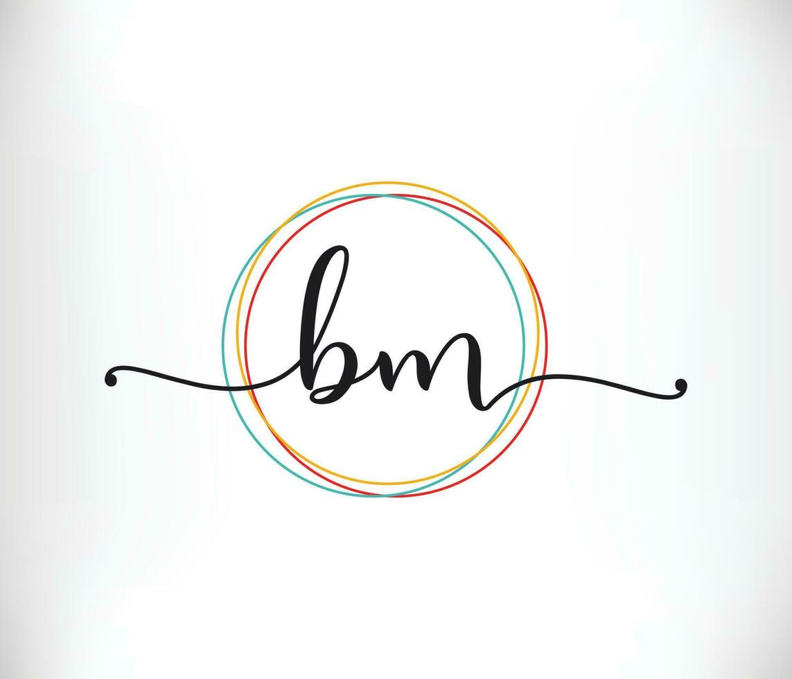 första bm feminin logotyp design, lyx feminin brev logotyp vektor