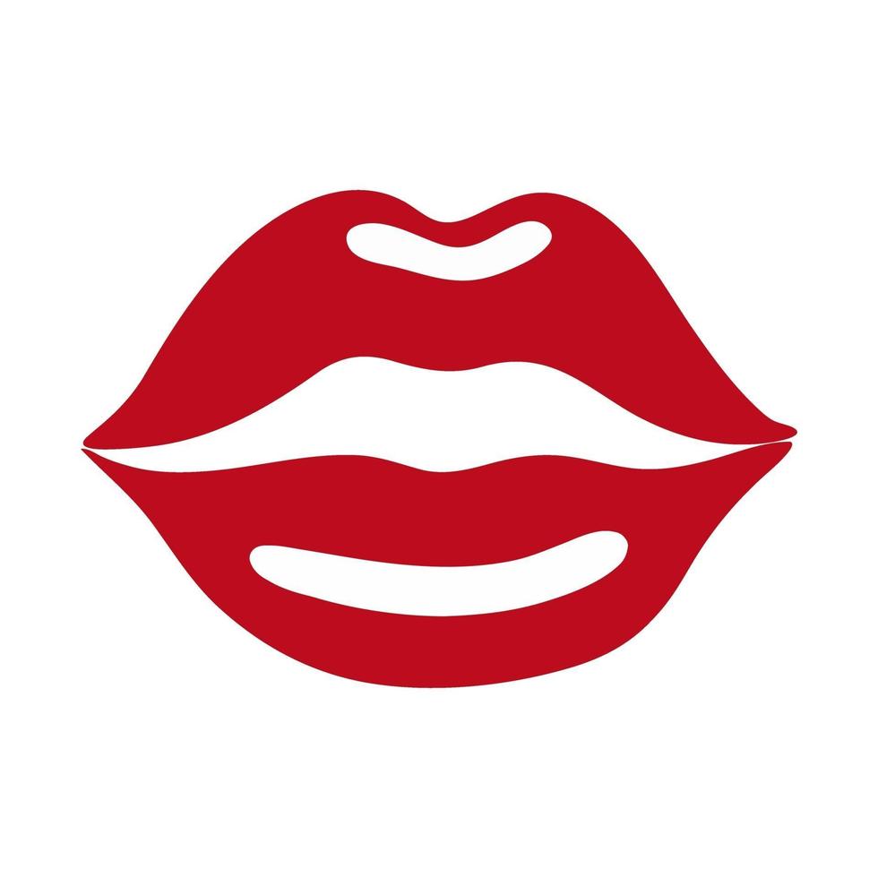 röda kvinnliga läppar isolerad på en vit bakgrund. design för alla hjärtans dag, gratulationskort, t-shirts, klistermärken vektor