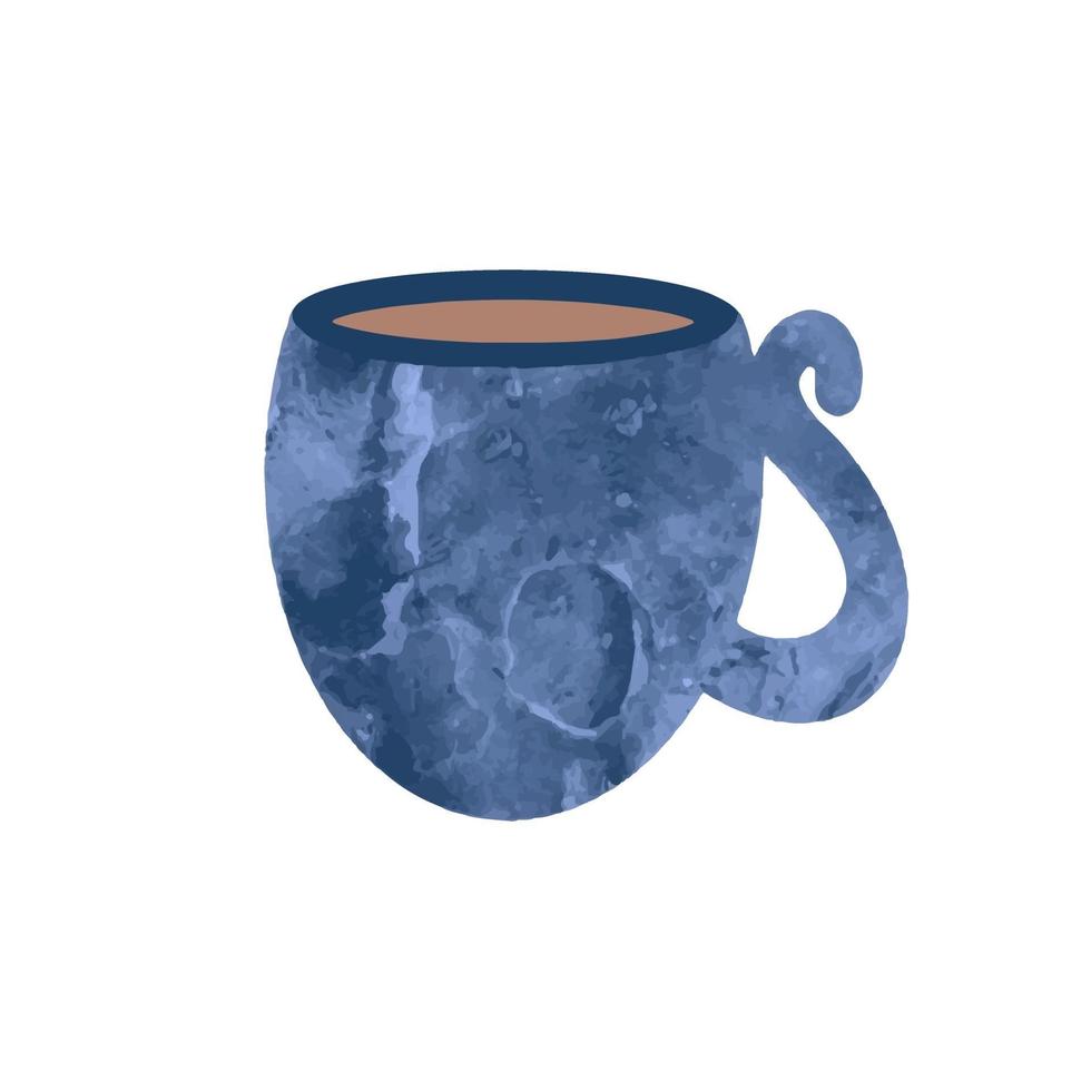 süßer keramischer blauer Becher im skandinavischen Stil. stilvolle Tasse. Hand gezeichnete Vektorillustration vektor