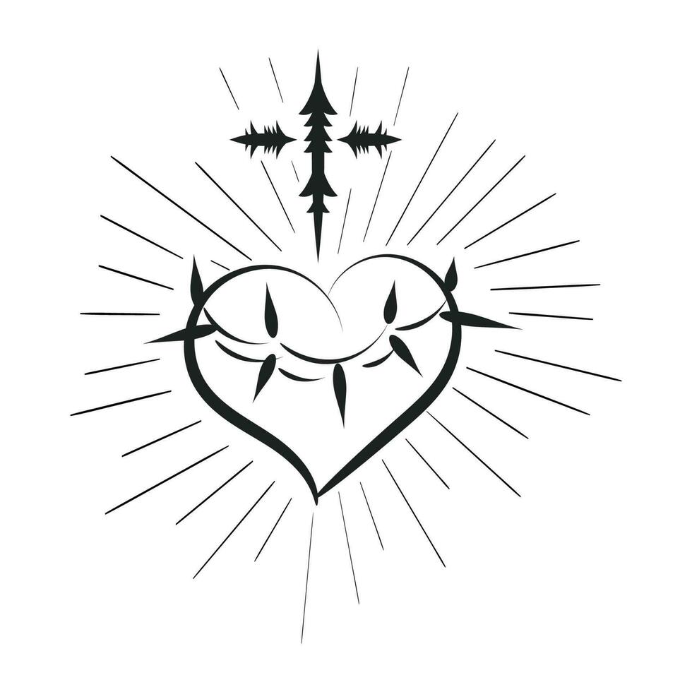 djupt meningsfull kristen tatuering. kristen symbol använda sig av som affisch, kort, flygblad, tatuering eller t skjorta vektor