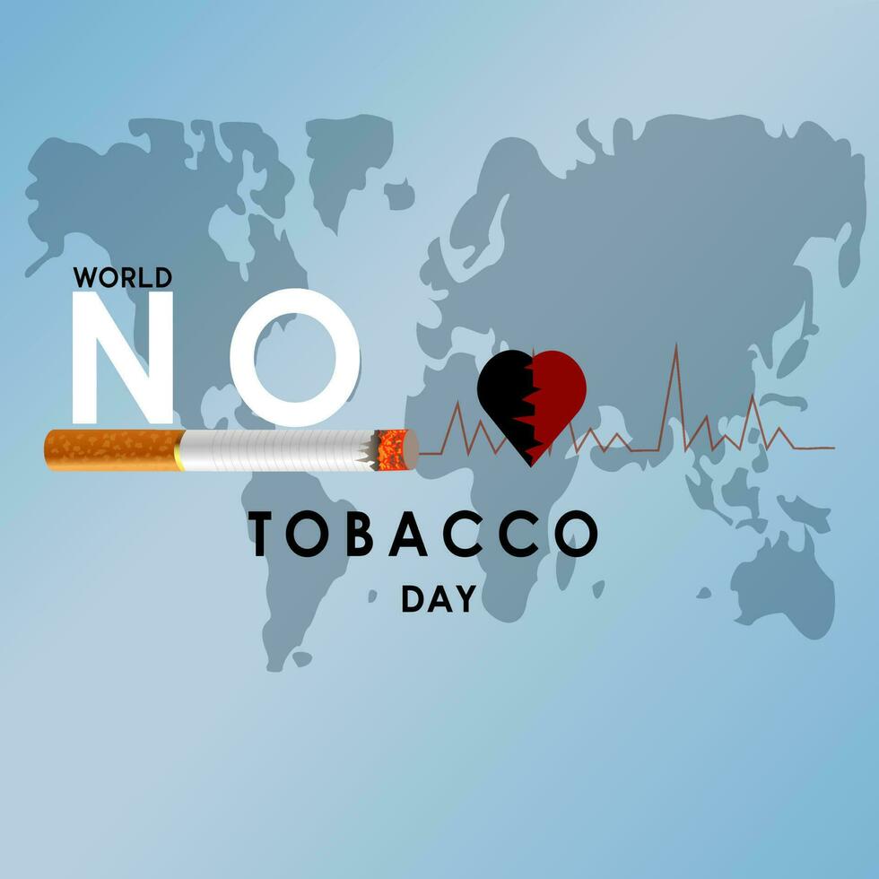 hjärta bit linje och cigarett värld Nej tobak dag kreativ design aning för affisch, baner vektor konst kampanj kort mot rökning på värld Nej tobak dag påminnelse av de effekter av rökning