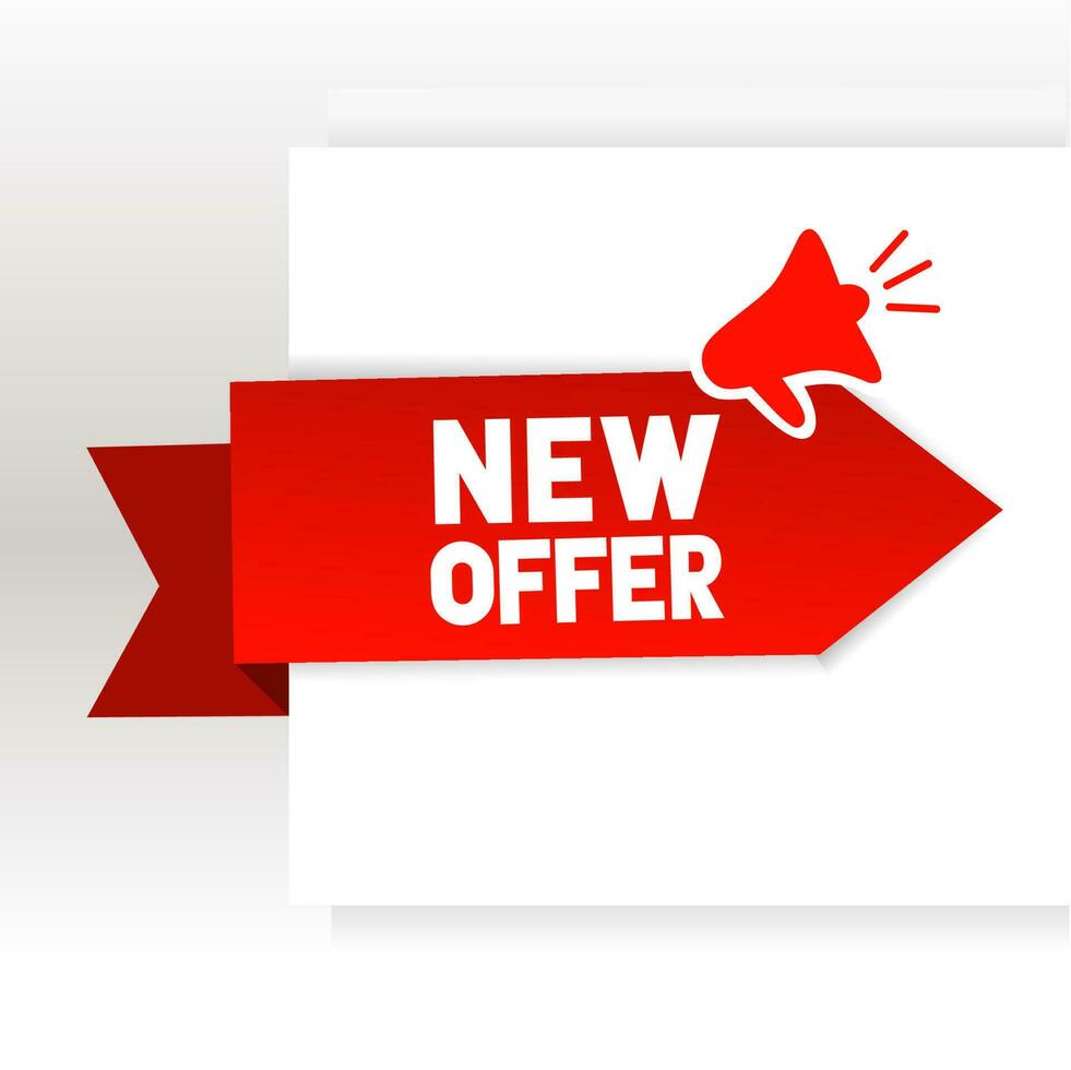 Neu Angebot Banner Design. Megaphon Symbol. Marketing und Werbung Schild. Vektor Design.