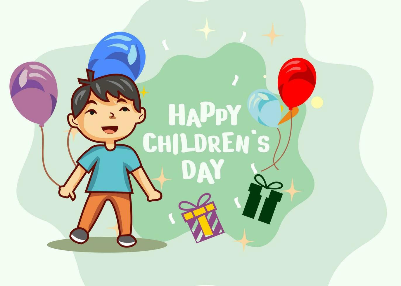 Welt Kinder- Tag Poster, Kinder- Tag Banner, wenig Junge Charakter, Karikatur geneigt Augen Junge, Karikatur Hintergrund vektor