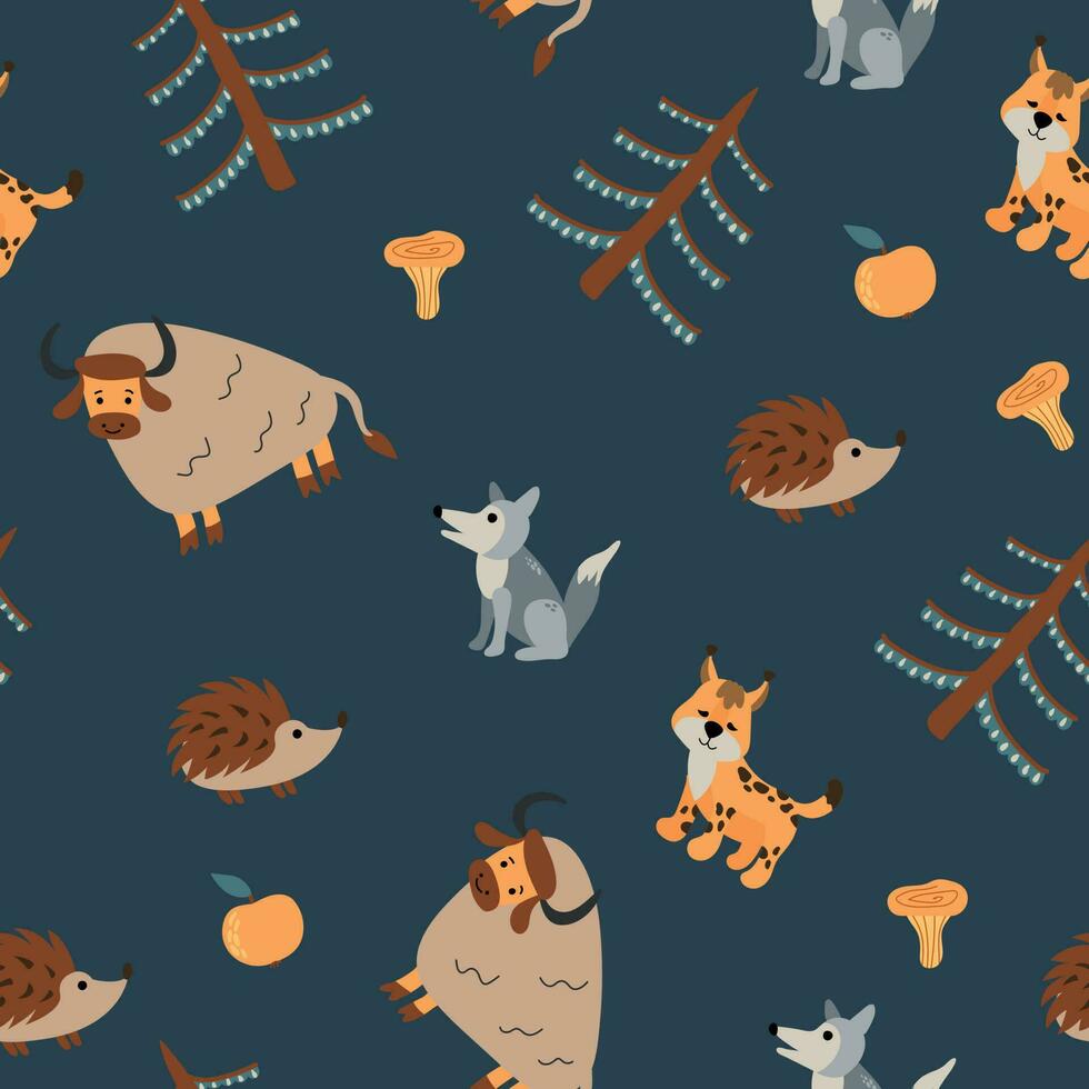 nahtlos Muster mit Wald Tiere. Design zum Stoff, Textil, Hintergrund, Verpackung. vektor