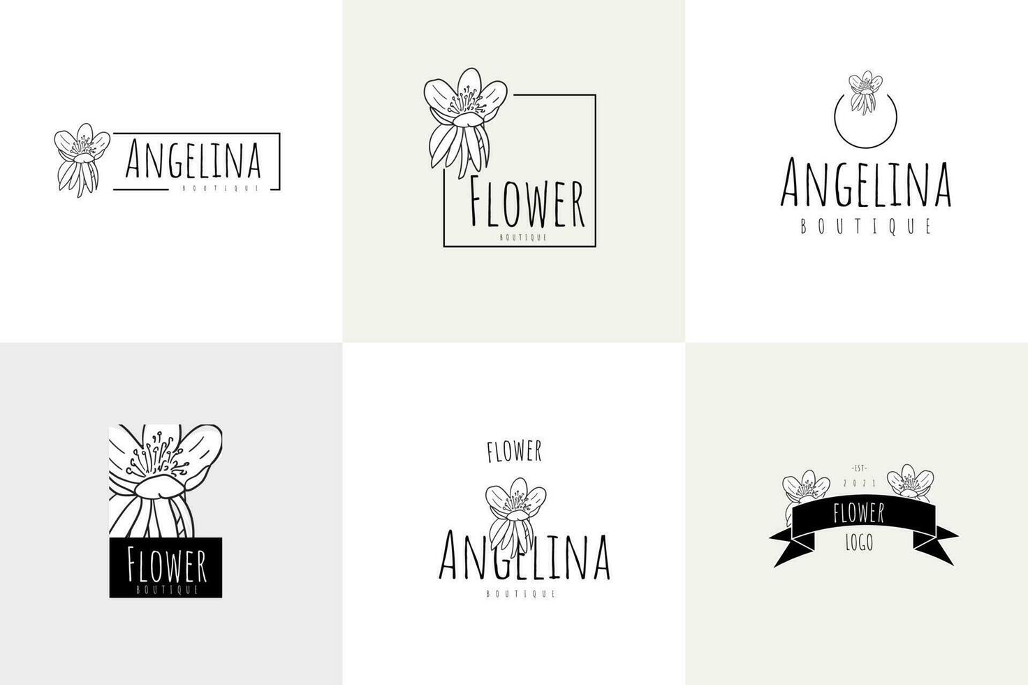 Linie Kunst minimalistisch Blume Logo Pack vektor