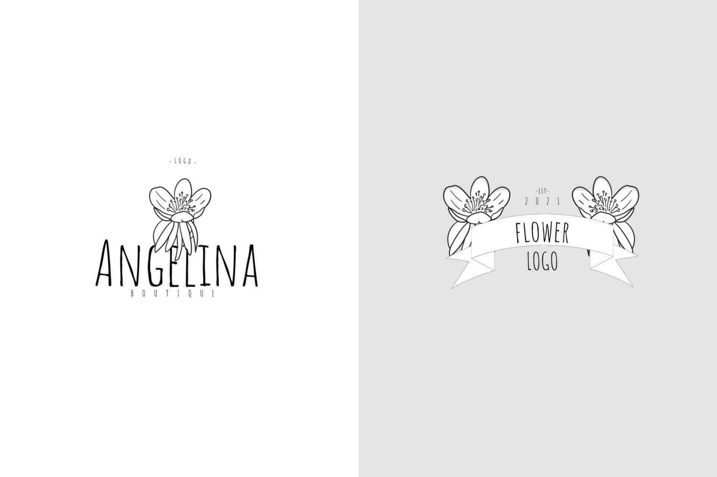 Linie Kunst minimalistisch Blume Logo Pack vektor