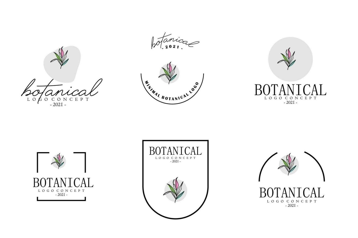 linje konst minimalistisk blomma logotyp packa vektor