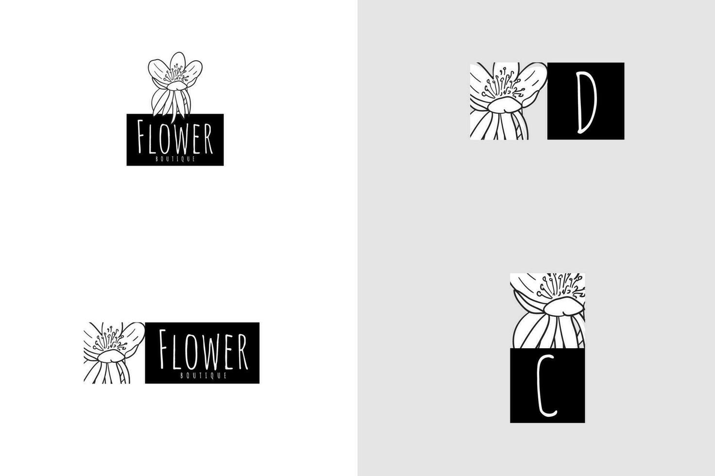 Linie Kunst minimalistisch Blume Logo Pack vektor