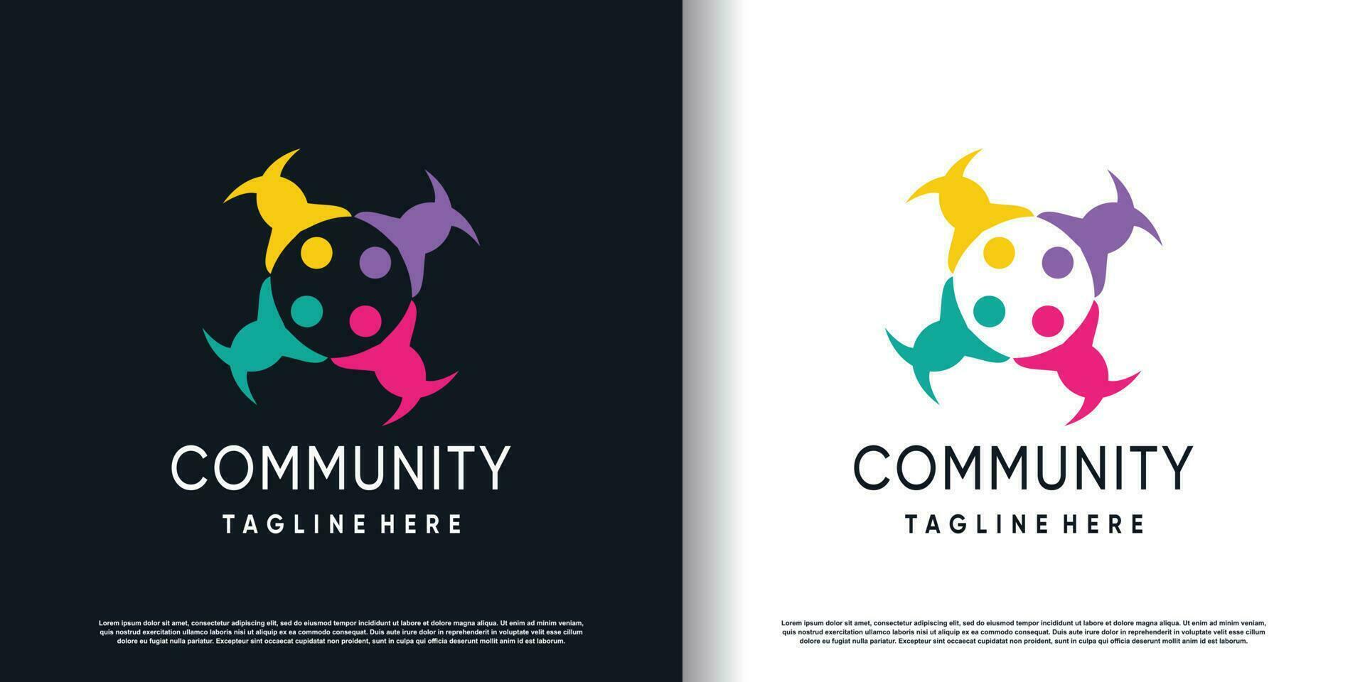 Community-Logo-Designvektor mit kreativem einzigartigem Stilkonzept Premium-Vektor vektor