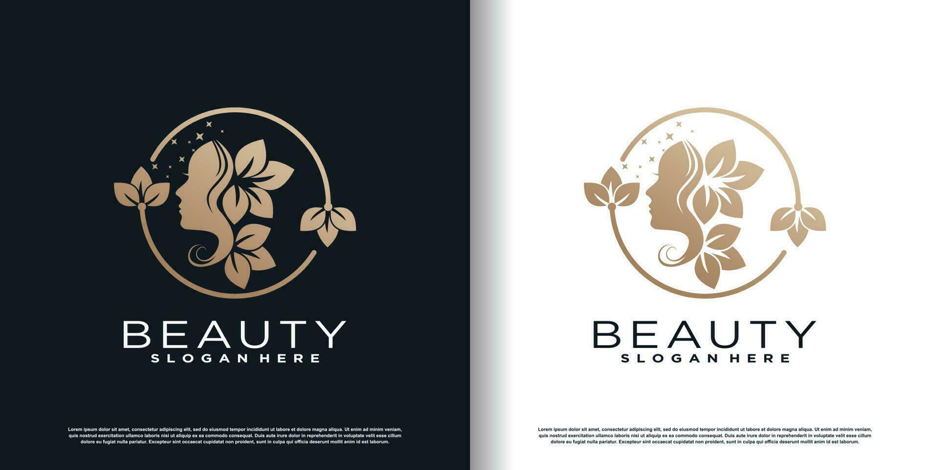 skönhet kvinnor logotyp med kreativ unik begrepp premie vektor