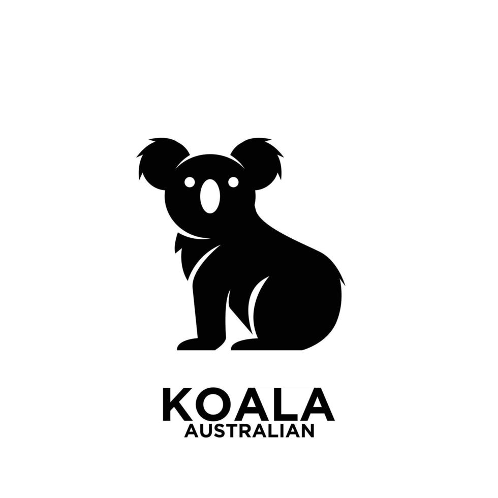 Design-Vektor des einfachen Premium-Koala-schwarzen Logo-Symbols des australischen Tieres vektor