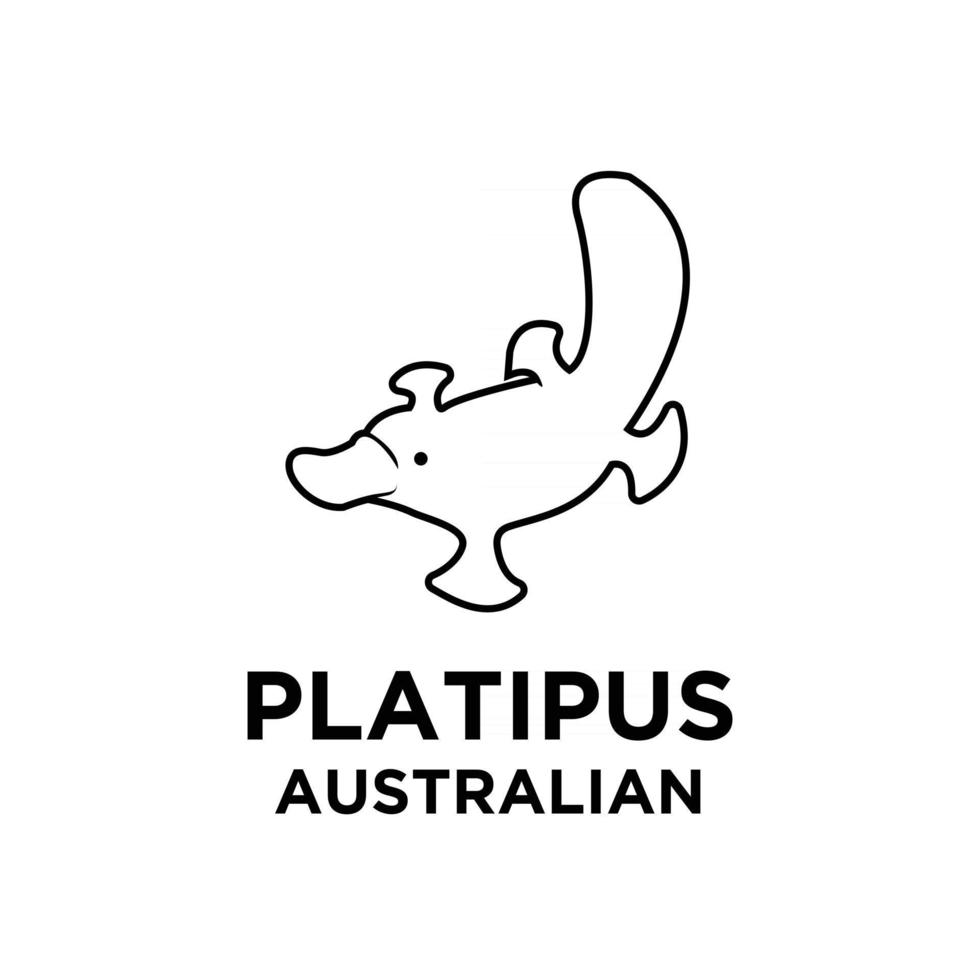 australiensiskt djur platypus vektor svart logo ikon illustration design isolerad vit bakgrund