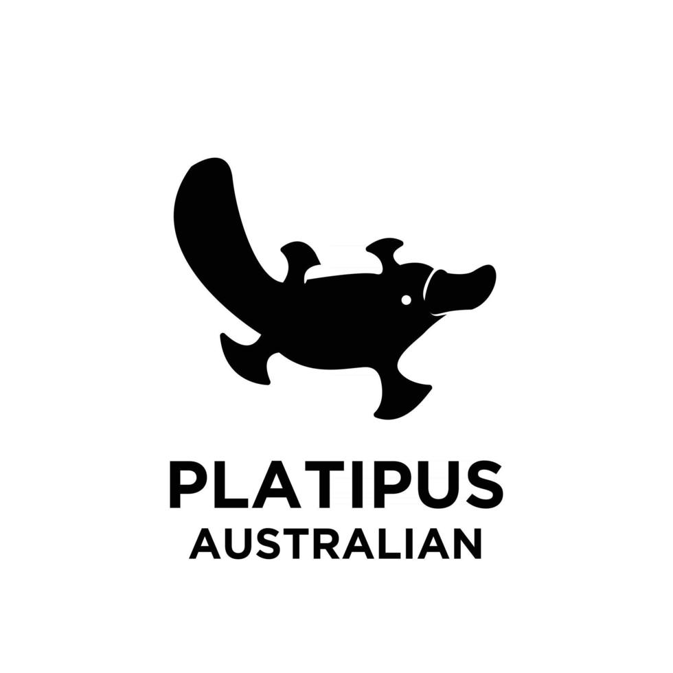 australiensiskt djur platypus vektor svart logo ikon illustration design isolerad vit bakgrund