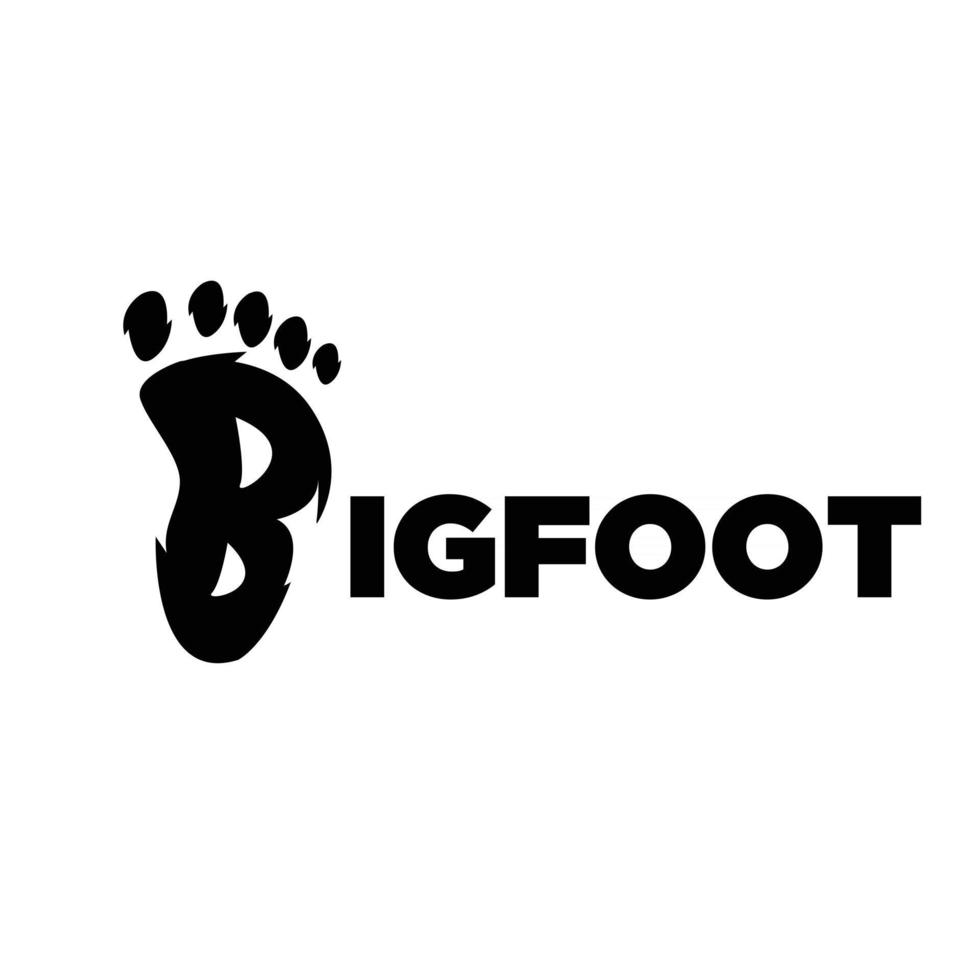 Premium einfaches großes Fuß Yeti Vektor schwarzes Logo mit Anfangsbuchstabe b Symbol Illustration Design