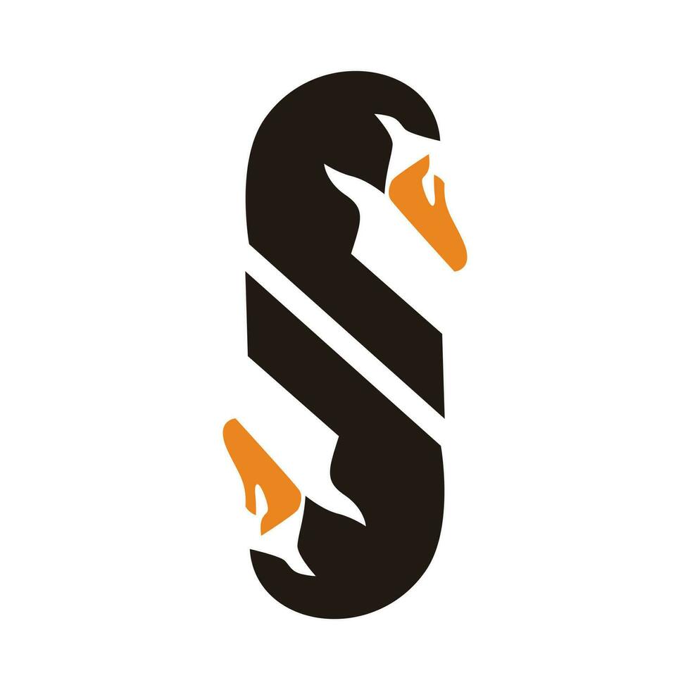 elegant zwei Schwan im Brief s Logo vektor