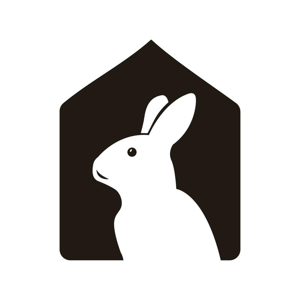 elegant Hase Haus Logo auf schwarz und Weiß vektor