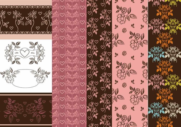 Vintage Heart och Flower Patterns & Vector Pack