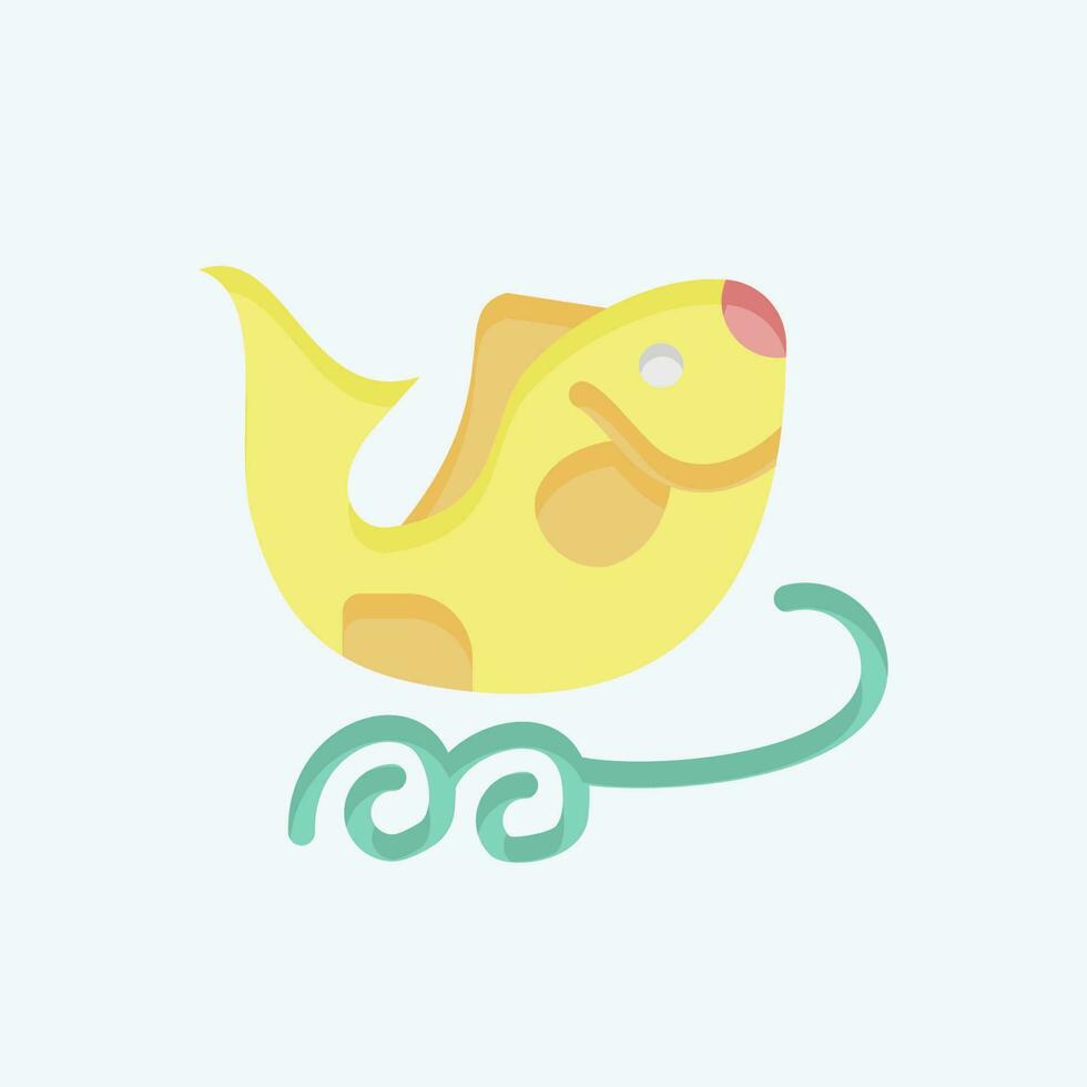 Symbol Fische. verbunden zu Chinesisch Neu Jahr Symbol. eben Stil. einfach Design editierbar vektor