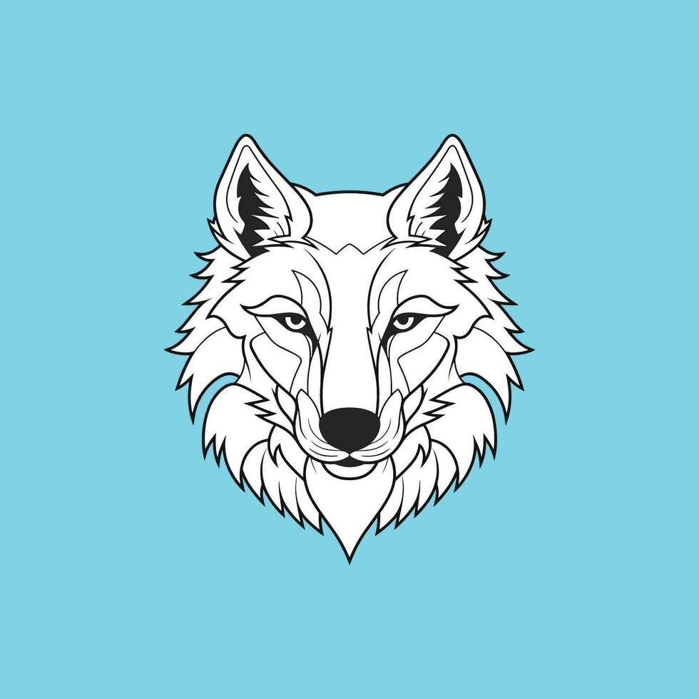 wolf head line art illustration vektor