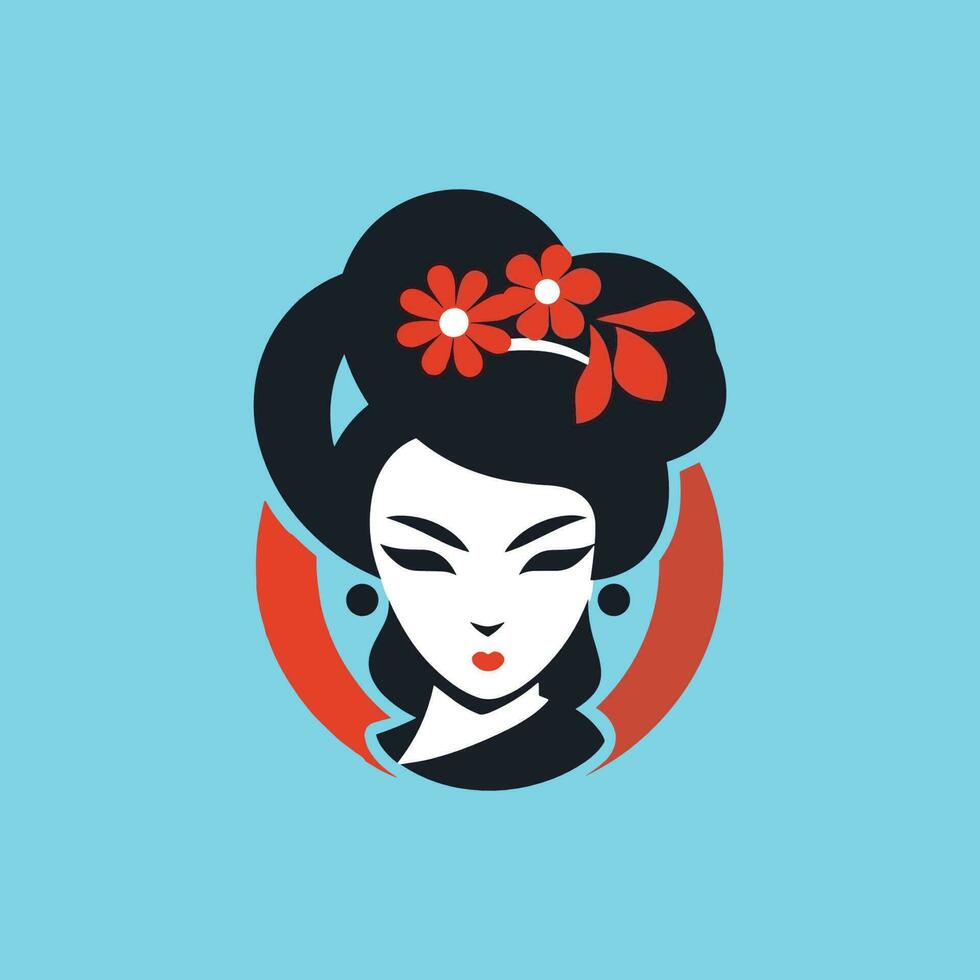 geisha logotyp japansk kultur symbol och ikon vektor