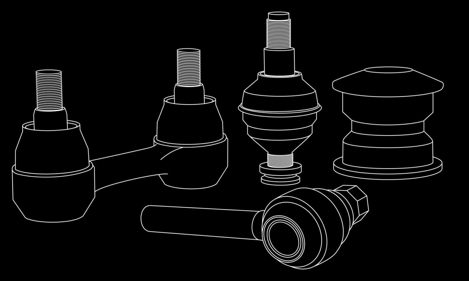 Silhouette Linie Zeichnung zum LKW Teile, Suspension Systeme vektor