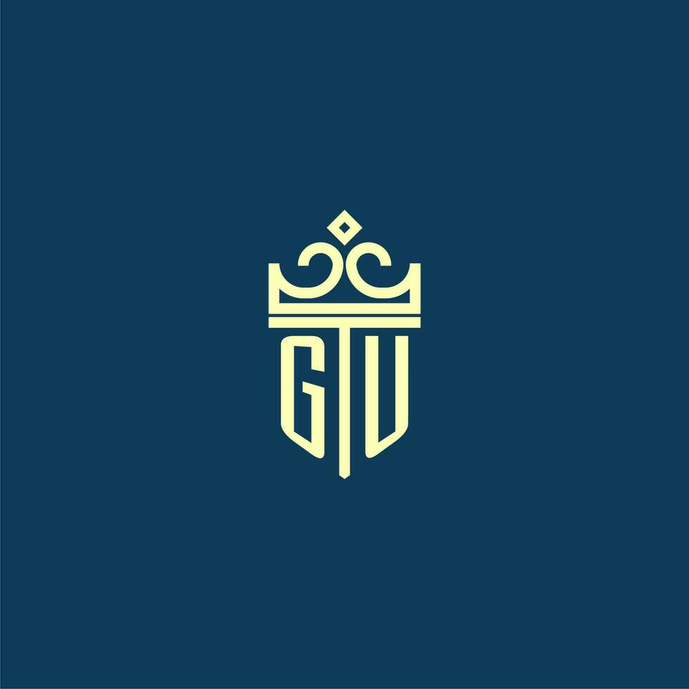 gu Initiale Monogramm Schild Logo Design zum Krone Vektor Bild