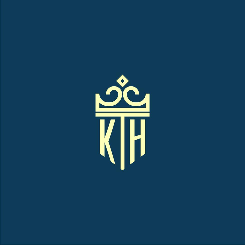 kh första monogram skydda logotyp design för krona vektor bild