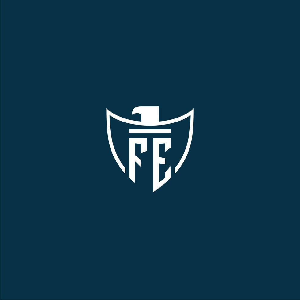 fe första monogram logotyp för skydda med Örn bild vektor design