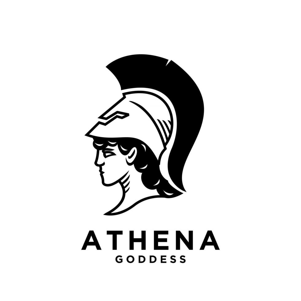 Premium Athena die Göttin schwarz Vektor Icon Logo Illustration Design