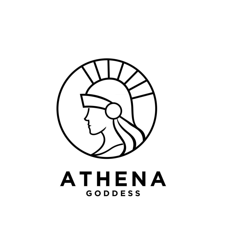 Premium Athena die Göttin schwarz Vektor Icon Linie Logo Illustration Design