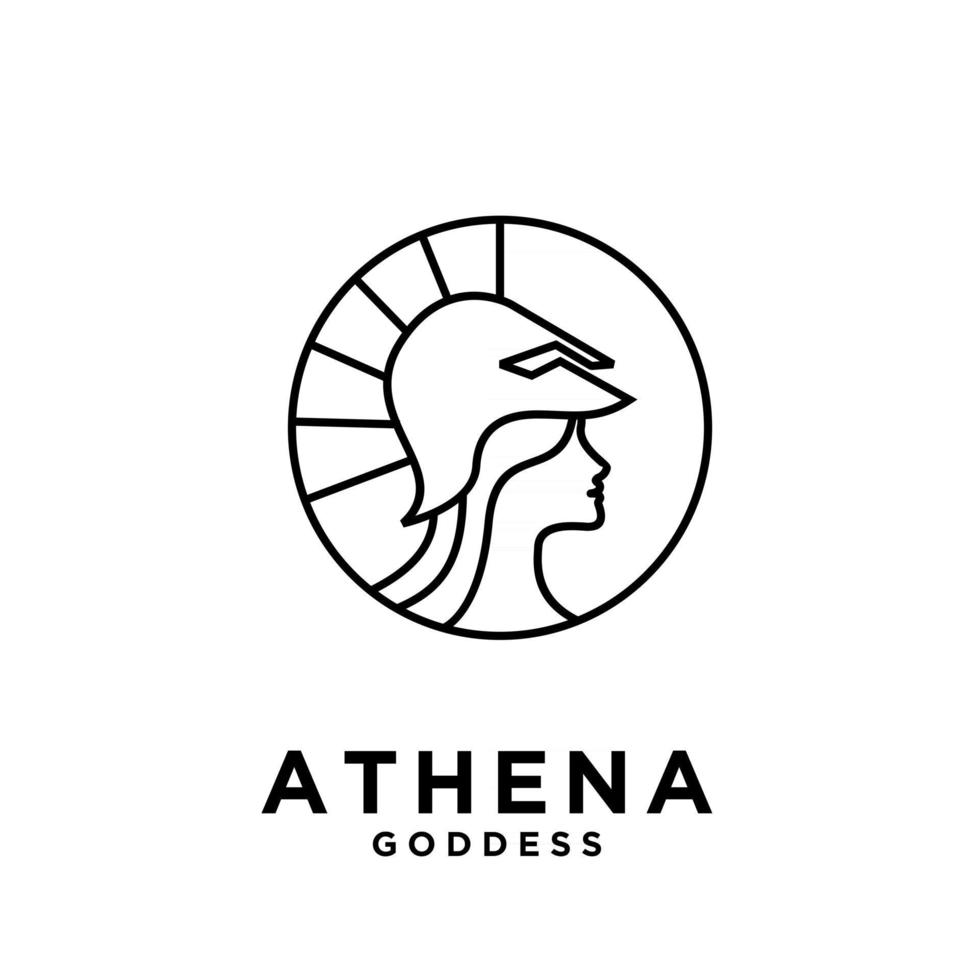 premium athena gudinnan svart vektor ikon linje logotyp illustration design