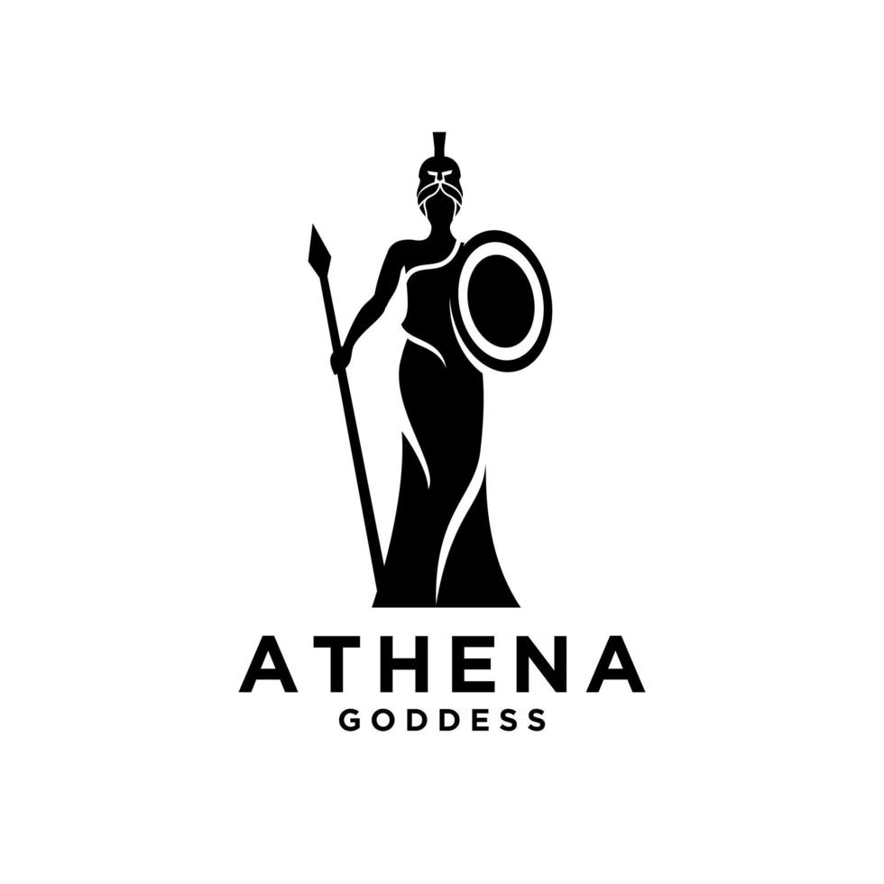 Premium Athena die Göttin schwarz Vektor Icon Logo Illustration Design