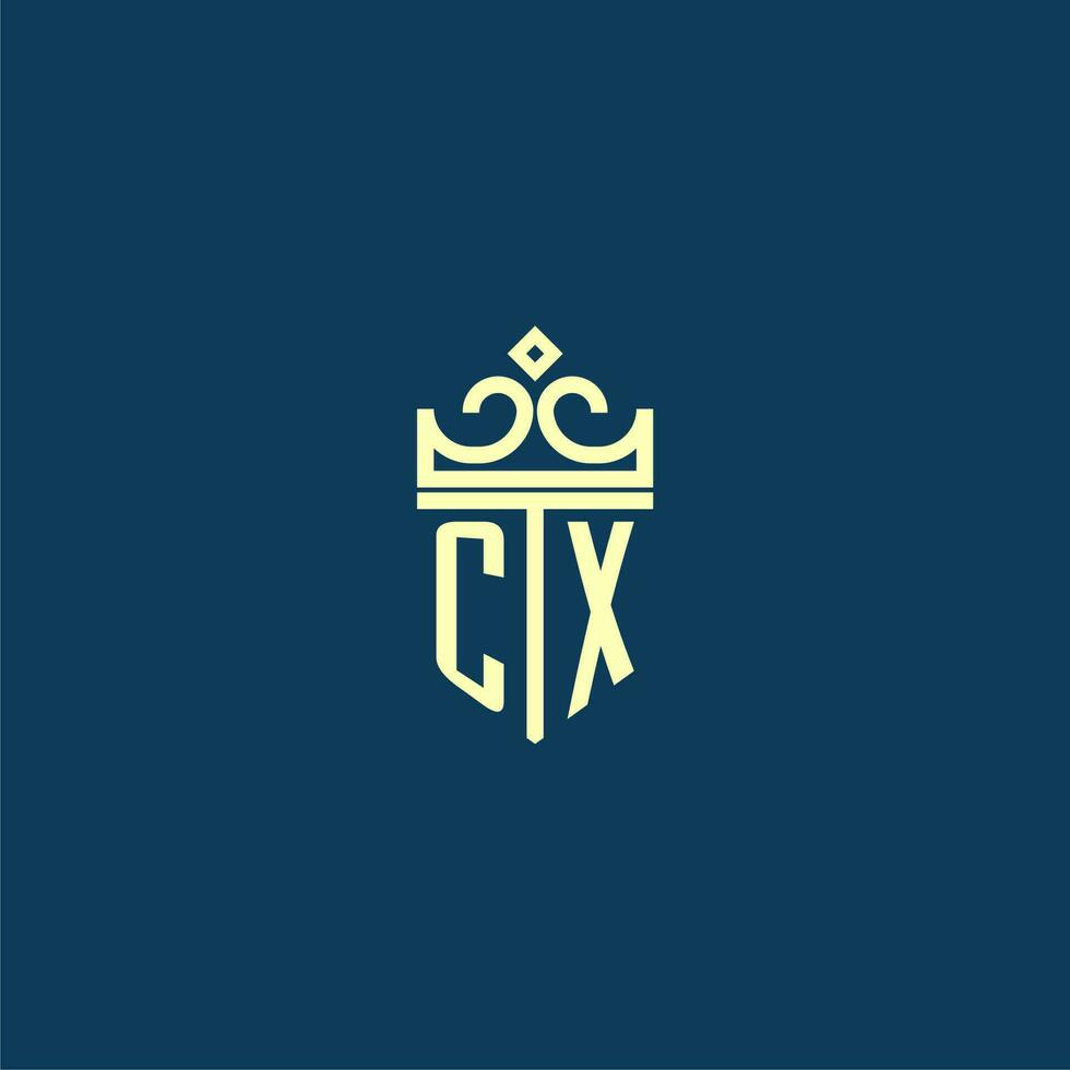 cx första monogram skydda logotyp design för krona vektor bild