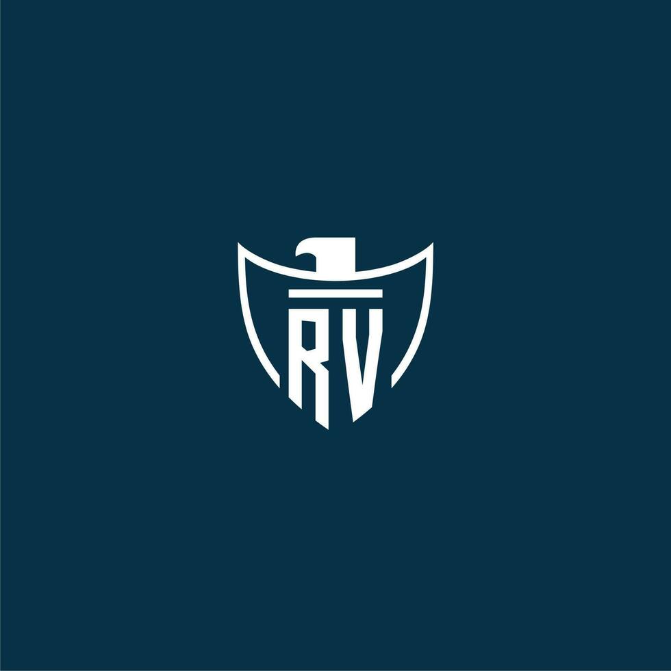 rv första monogram logotyp för skydda med Örn bild vektor design