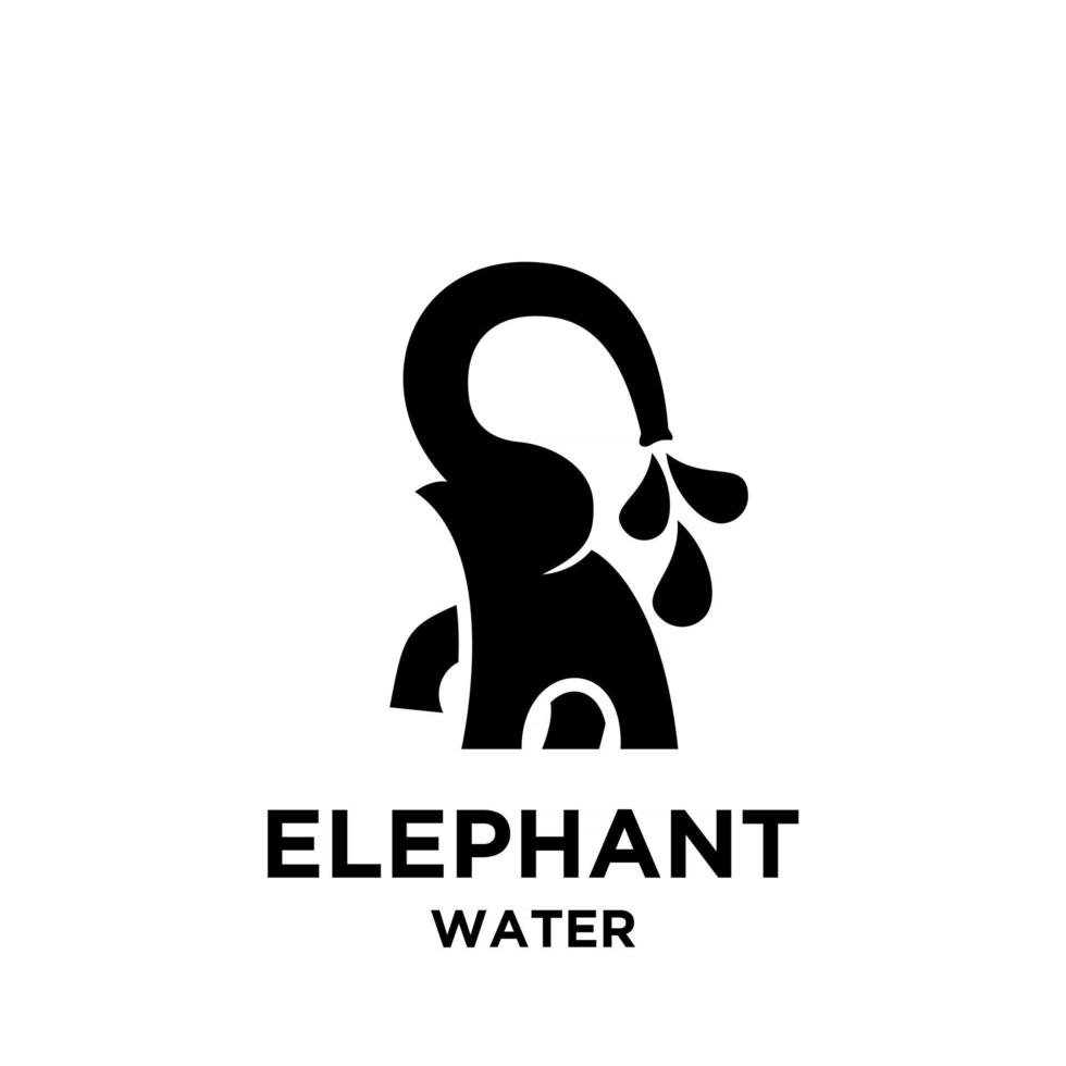 enkel songkran elefant med vatten vektor ikon svart logo illustration design