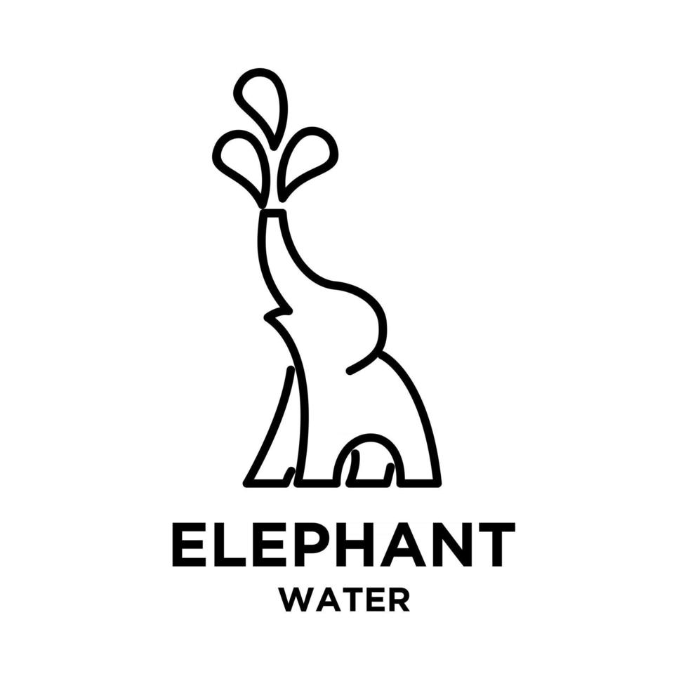 enkel songkran elefant med vatten vektor ikon svart linje logo illustration design isolerad bakgrund